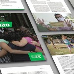 Reprodução da capa e de páginas internas do Relatório de Impacto 2020 da Fundação FEAC