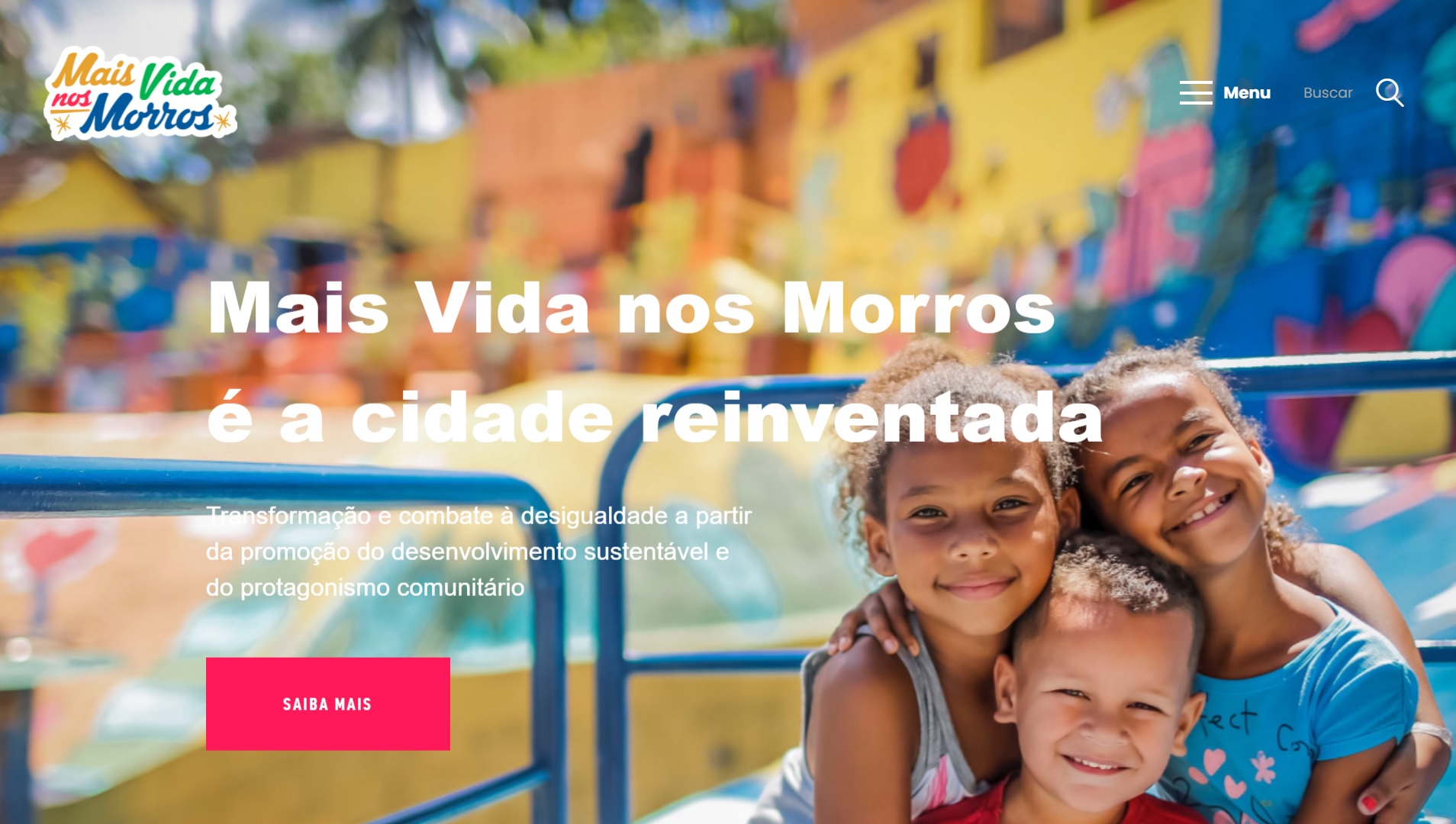 Mais Vida nos Morros - reprodução da home page do site