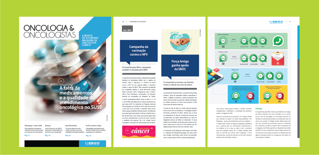 Páginas da revista Oncologia & Oncologistas, da SBOC, edição 1