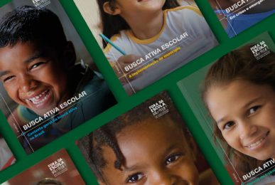 Capas dos quatro novos guias e manuais da Busca Ativa Escolar, do Unicef