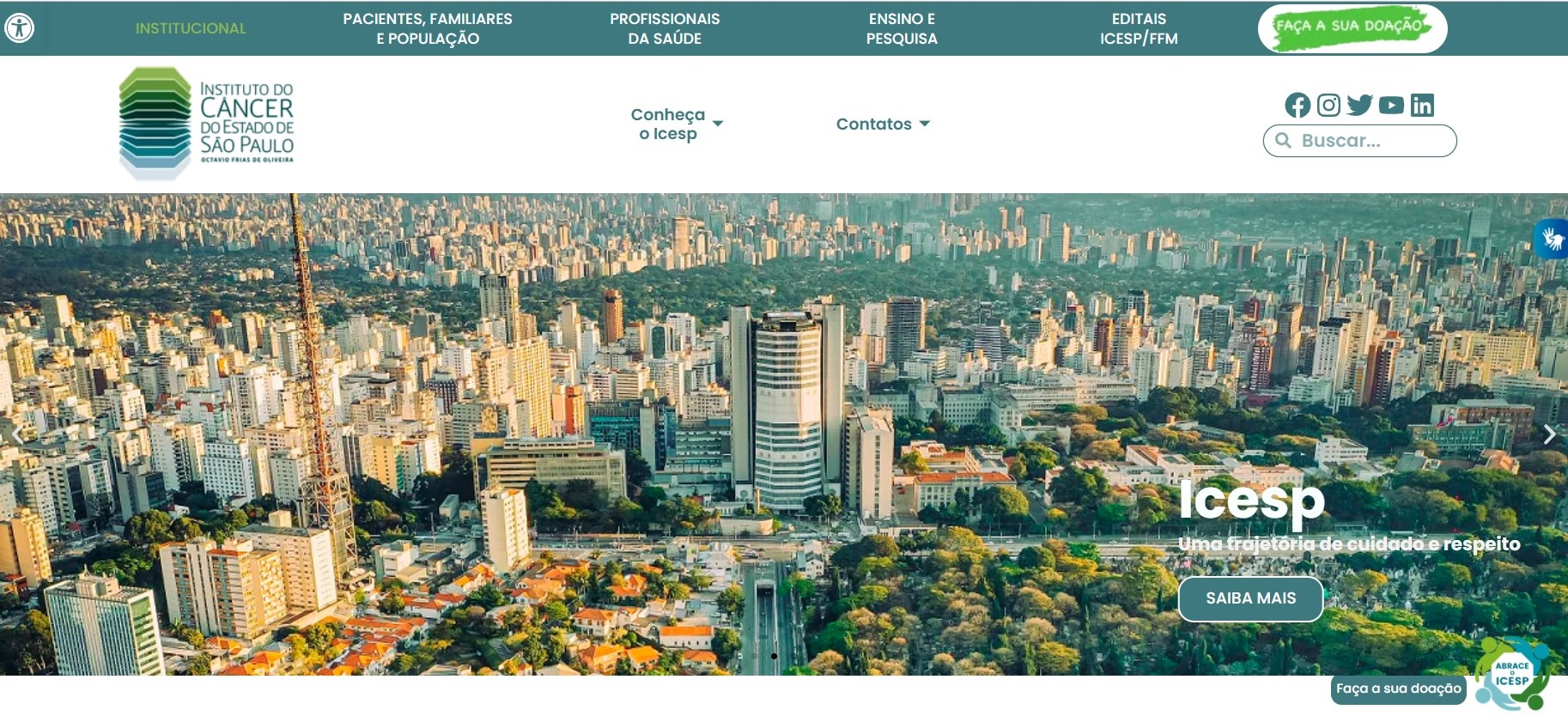 Home page do site do Icesp