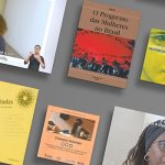Colagem com imagens de livros e vídeos produzidos pela Cross Content