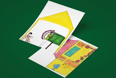 Desenhos realizados pelos povos indígenas e usados em publicações da Cross Content