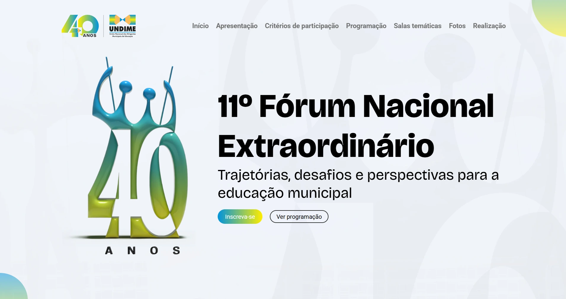 Home page do hotsite do 11º Fórum Extraordinário Nacional da Undime